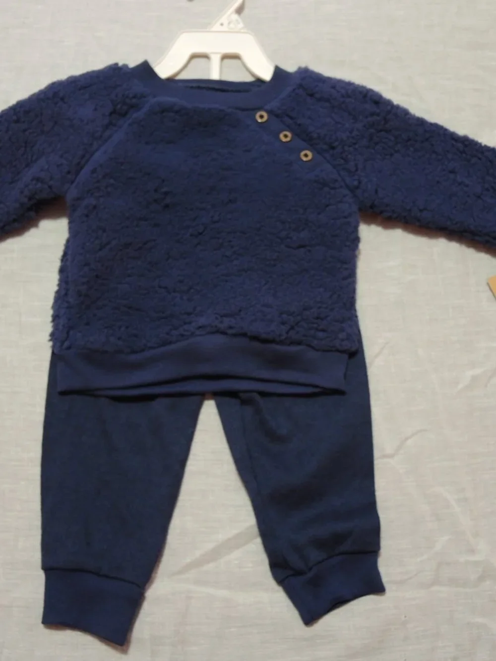 NWT Baby 3 Pc Fleece Sweat Outfit w/ Hat Dark Navy Blue Size 12 Months Chick Pea